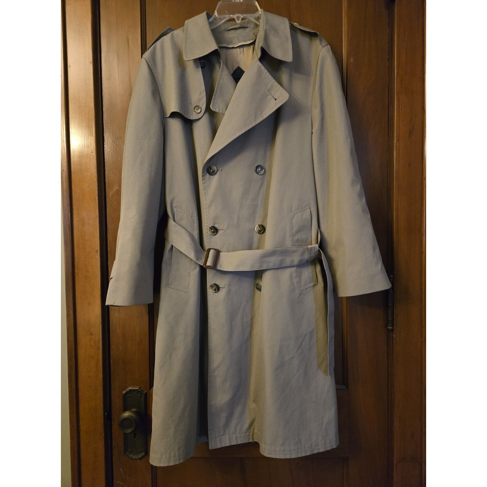 Hart Schaffner & Marx Dillards Premium Double Breasted Trench Coat Men's 42 Reg